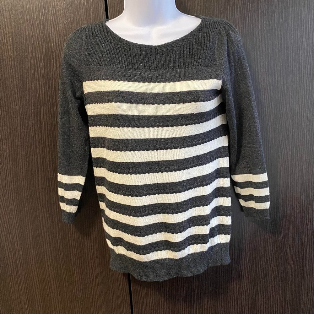 LOFT Black White Striped Spring Sweater